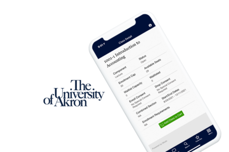 Univ. of Akron Logo and Screen Display unified campus app
